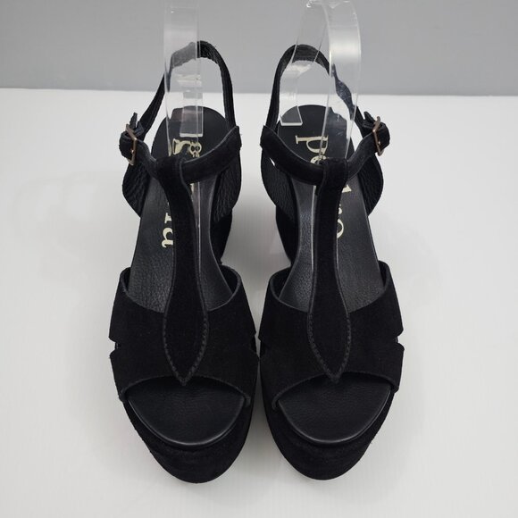 Pedro Garcia Domiel Platform Wedge Sandal Womens EU 40 Black Suede Chunky NEW - Picture 4 of 13